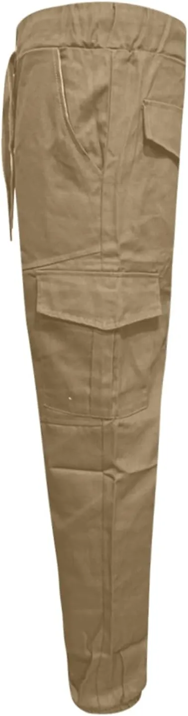 Men's Casual Cargo Pants Slim Fit Elastic Waisted Cargo Sweatpants Lightweight Drawstring Outdoot Tactical Pants with Pockets
