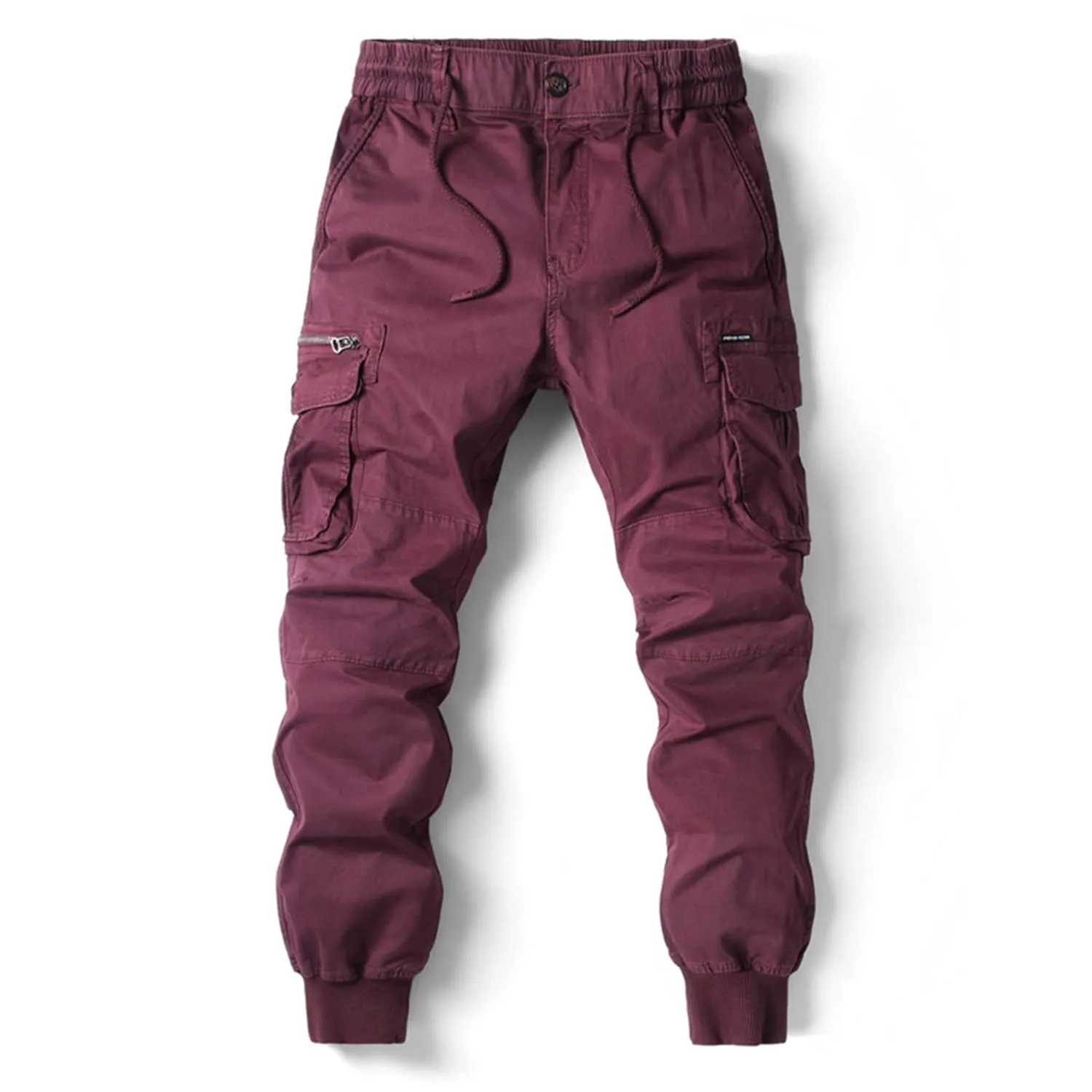 Men's Casual Drawstring Cotton Cargo Pants Fashion Joggers Sports Pants Gym Sweatpants Trousers Mens Long Pant (40,Claret)