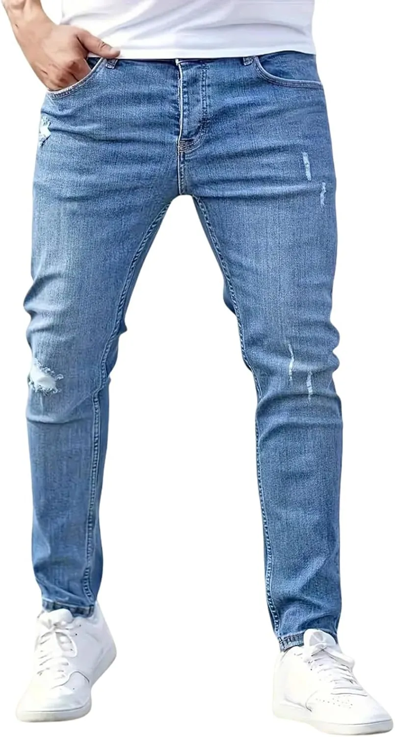 Men's Casual Jeans Slim Fit Skinny Denim Stretch Tapered Jean Pants Feet Stretch Jean Skinny Jeans