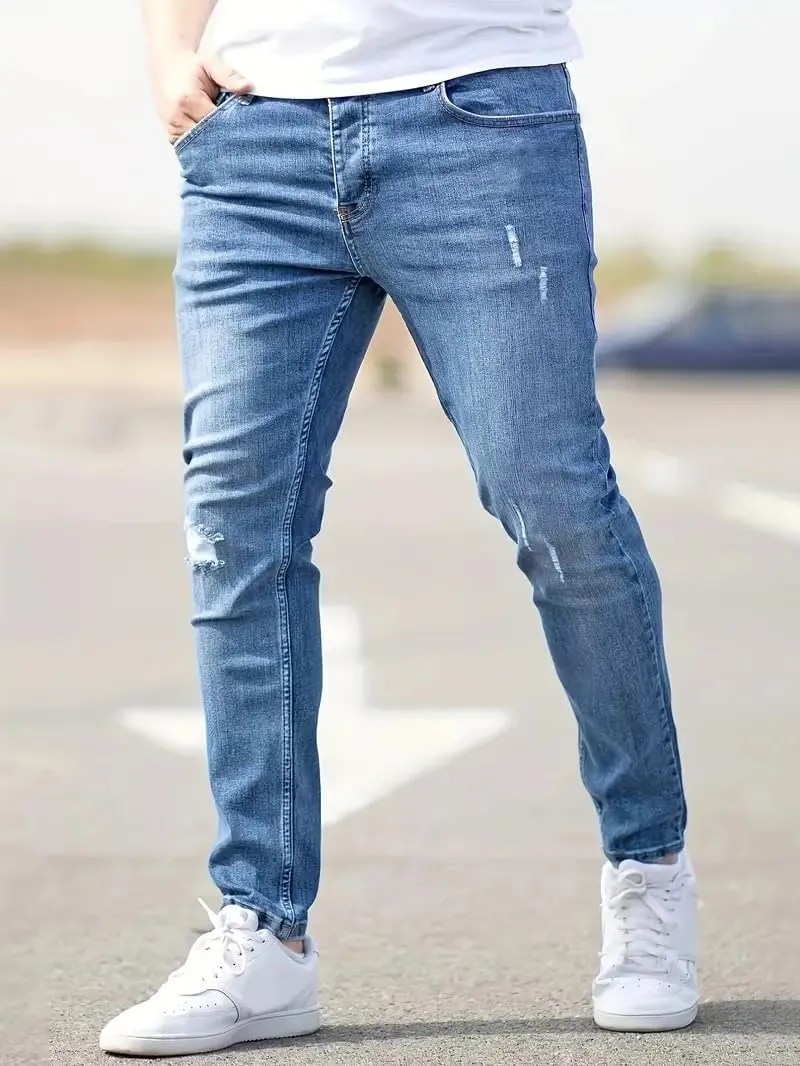 Men's Casual Jeans Slim Fit Skinny Denim Stretch Tapered Jean Pants Feet Stretch Jean Skinny Jeans