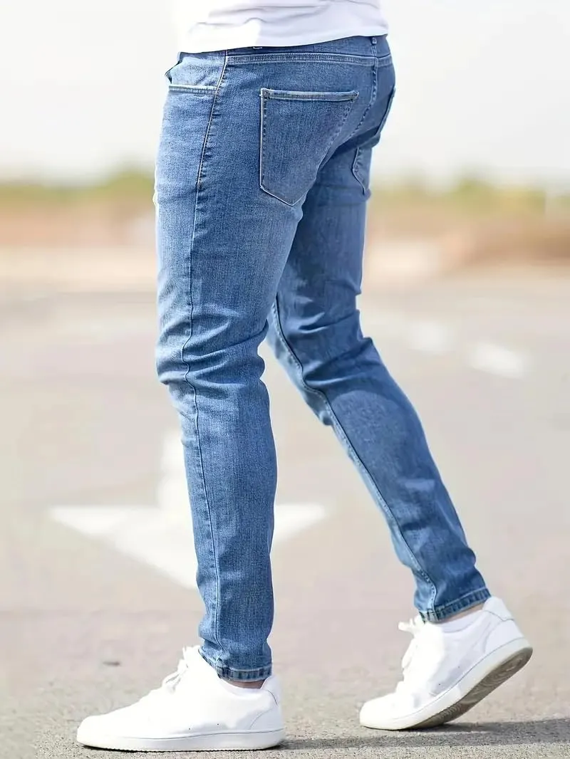 Men's Casual Jeans Slim Fit Skinny Denim Stretch Tapered Jean Pants Feet Stretch Jean Skinny Jeans