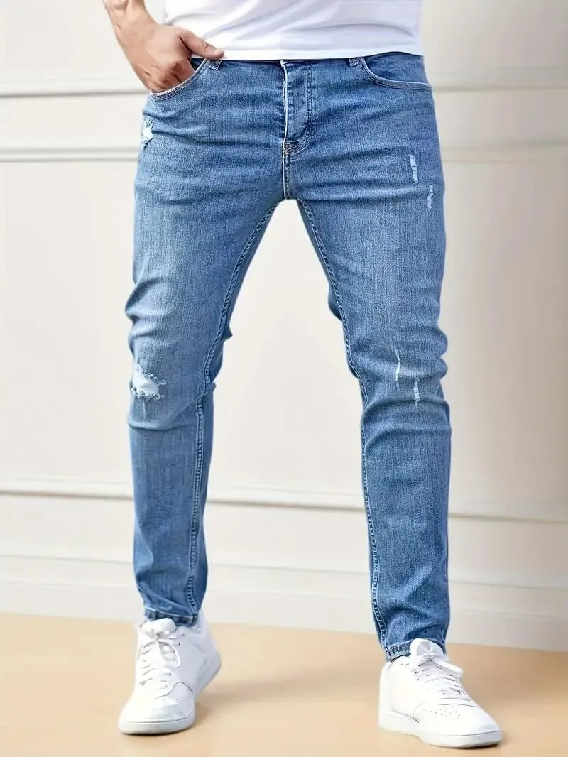 Men's Casual Jeans Slim Fit Skinny Denim Stretch Tapered Jean Pants Feet Stretch Jean Skinny Jeans