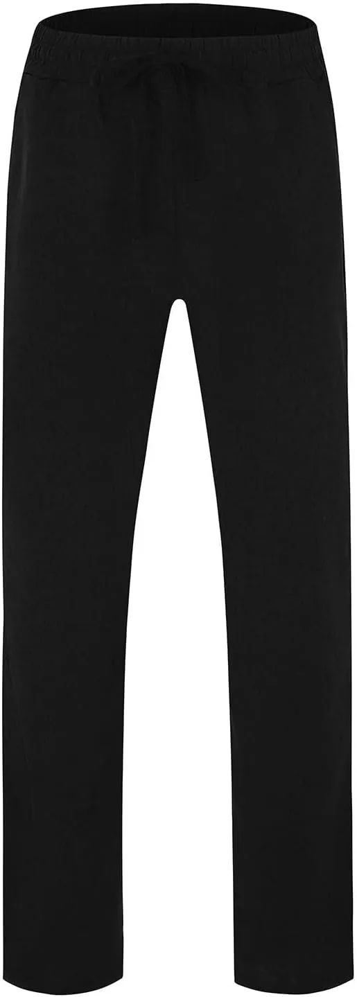 Mens Casual Linen Pants Workout Athletic Joggers Loose and Light Trousers Lightweight Pant Leisure and Daily Wear