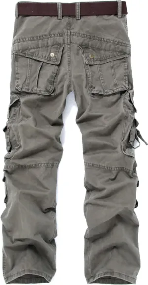 Mens Cotton Casual Cargo Pants Relaxed Fit Outdoor Work Military Hiking Pant Vintage Baggy Trousers with Multi Pocket