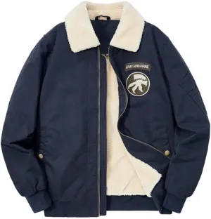 Men's Cotton Coat Jacket Padded Thickened Hair Collar Cotton Jacket Lambswool Lapel Workwear Cotton Clothes