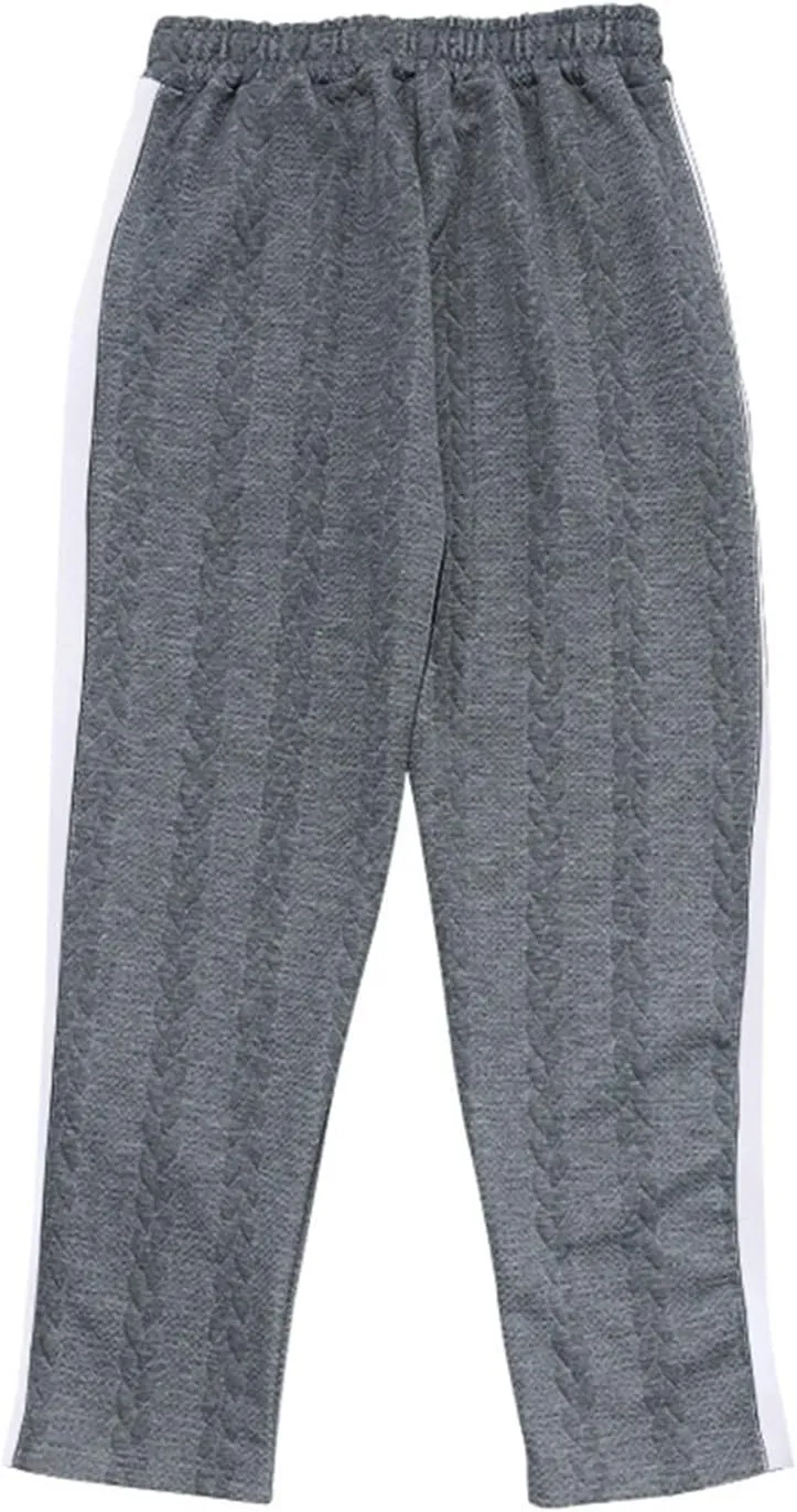 Mens Crochet Knitted Jogger Sweatpants Side Button Workout Wide Leg Running Pants Baggy Tapered Athletic Sweatpants