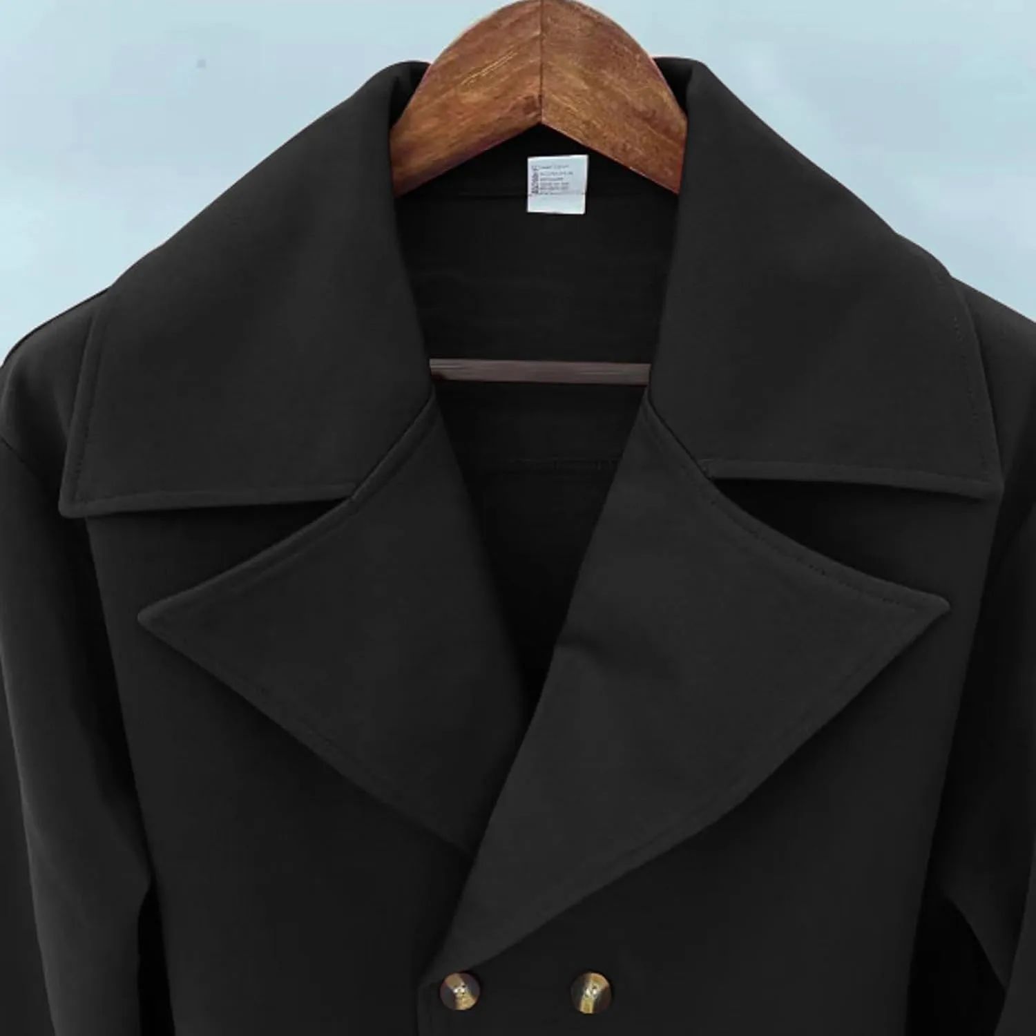 Men's Double Breasted Trench Coat Notched Collar Coat Lapel Long Jacket Casual Solid Color Soft Overcoat