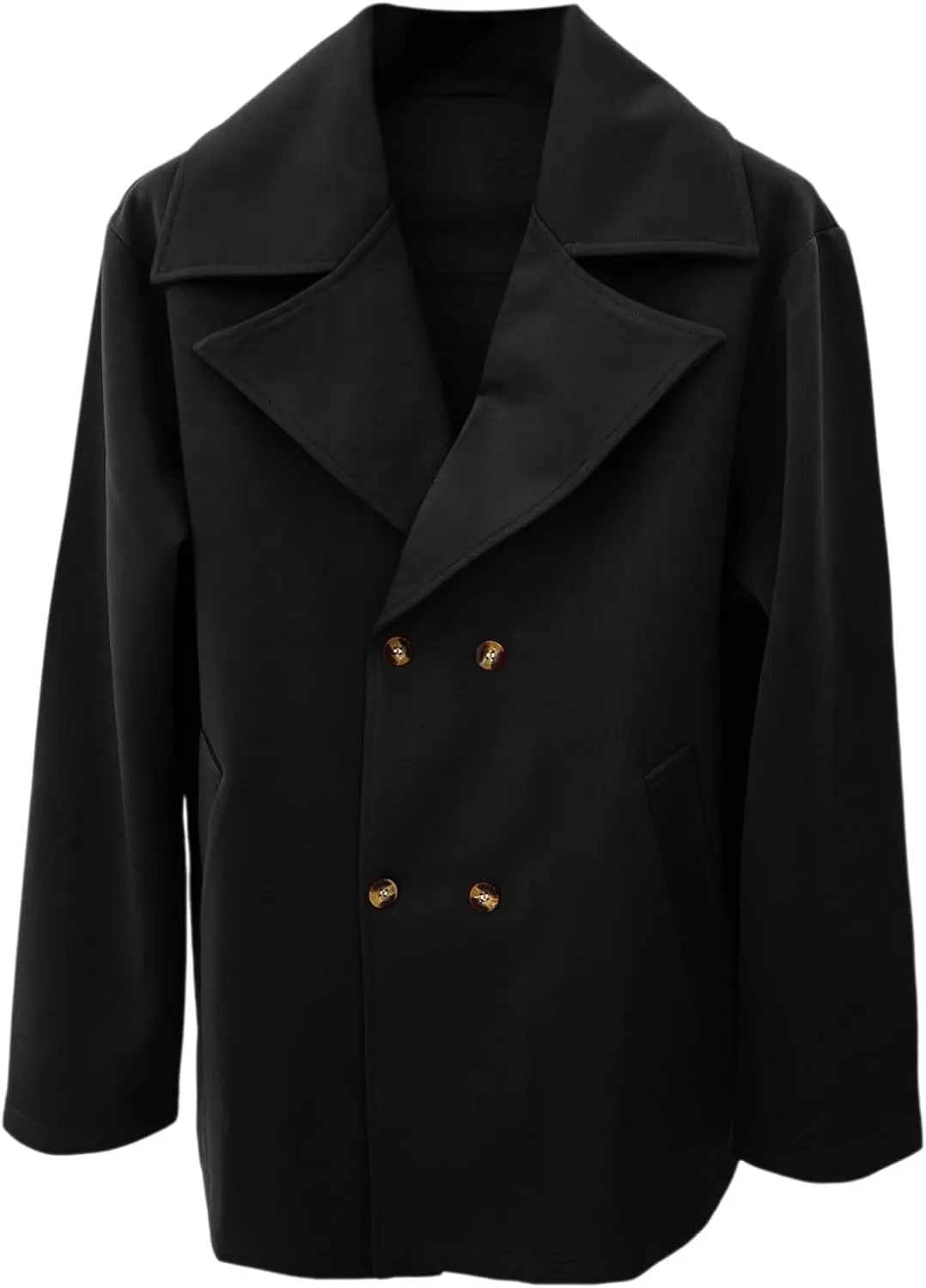 Men's Double Breasted Trench Coat Notched Collar Coat Lapel Long Jacket Casual Solid Color Soft Overcoat