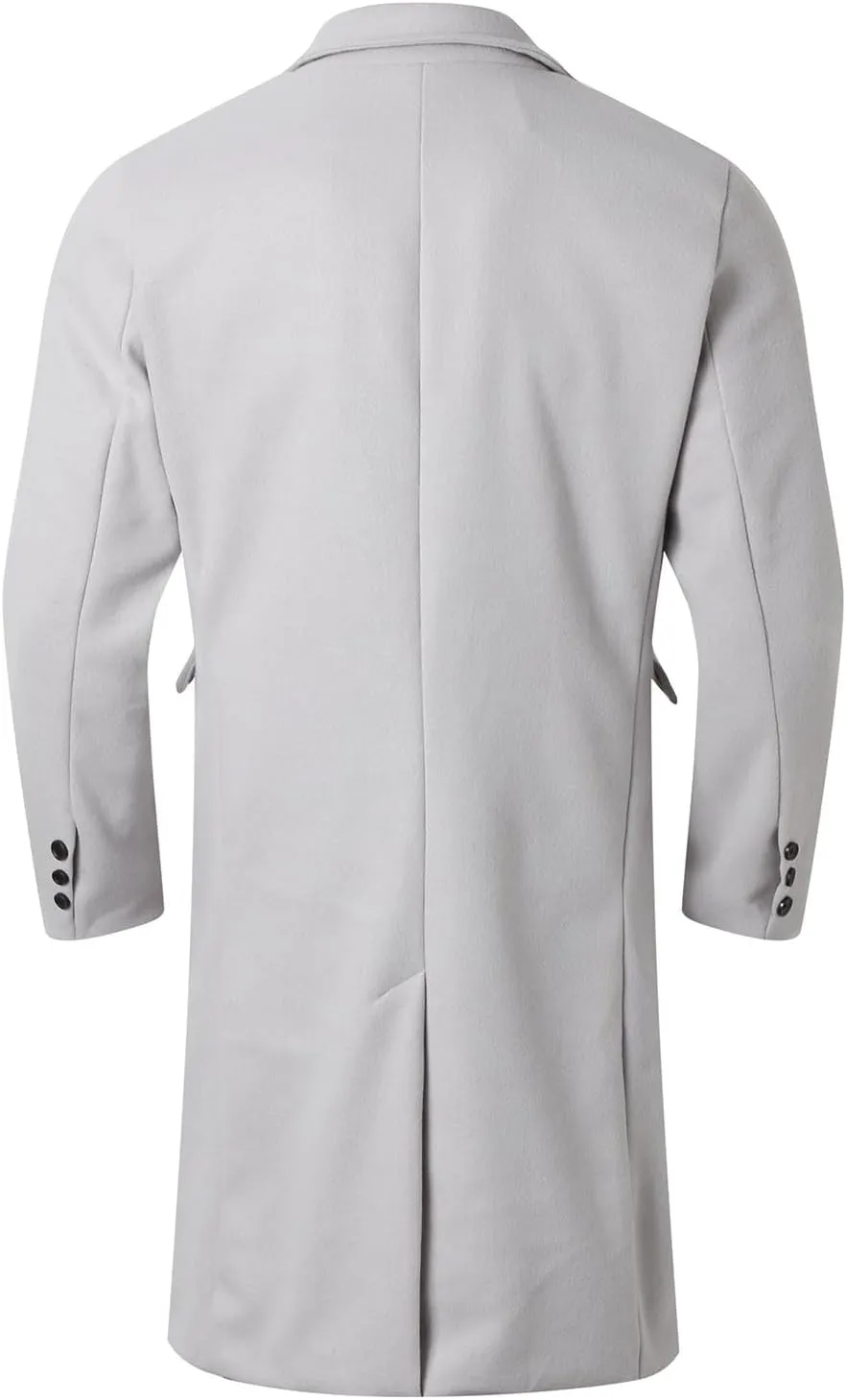 Men's Double Breasted Trench Coat Winter Wool Blend Coat Warm Lapel Work Business Long Jacket Notched Collar Soft Coat