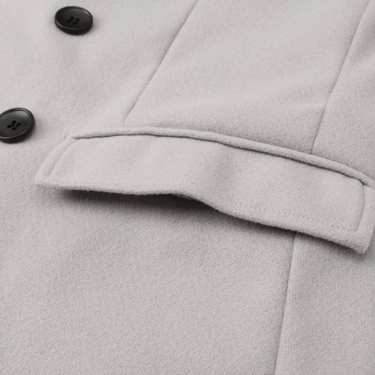 Men's Double Breasted Trench Coat Winter Wool Blend Coat Warm Lapel Work Business Long Jacket Notched Collar Soft Coat
