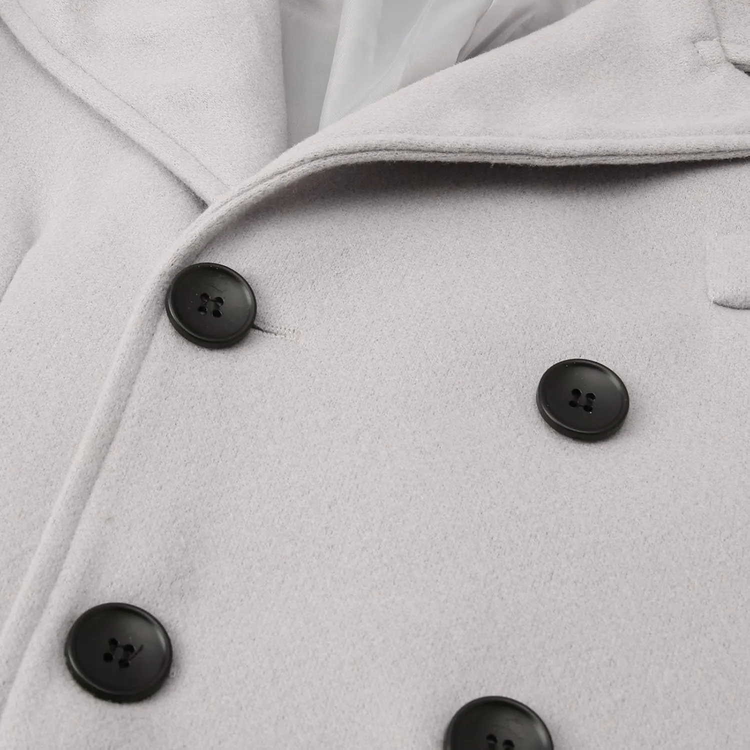 Men's Double Breasted Trench Coat Winter Wool Blend Coat Warm Lapel Work Business Long Jacket Notched Collar Soft Coat