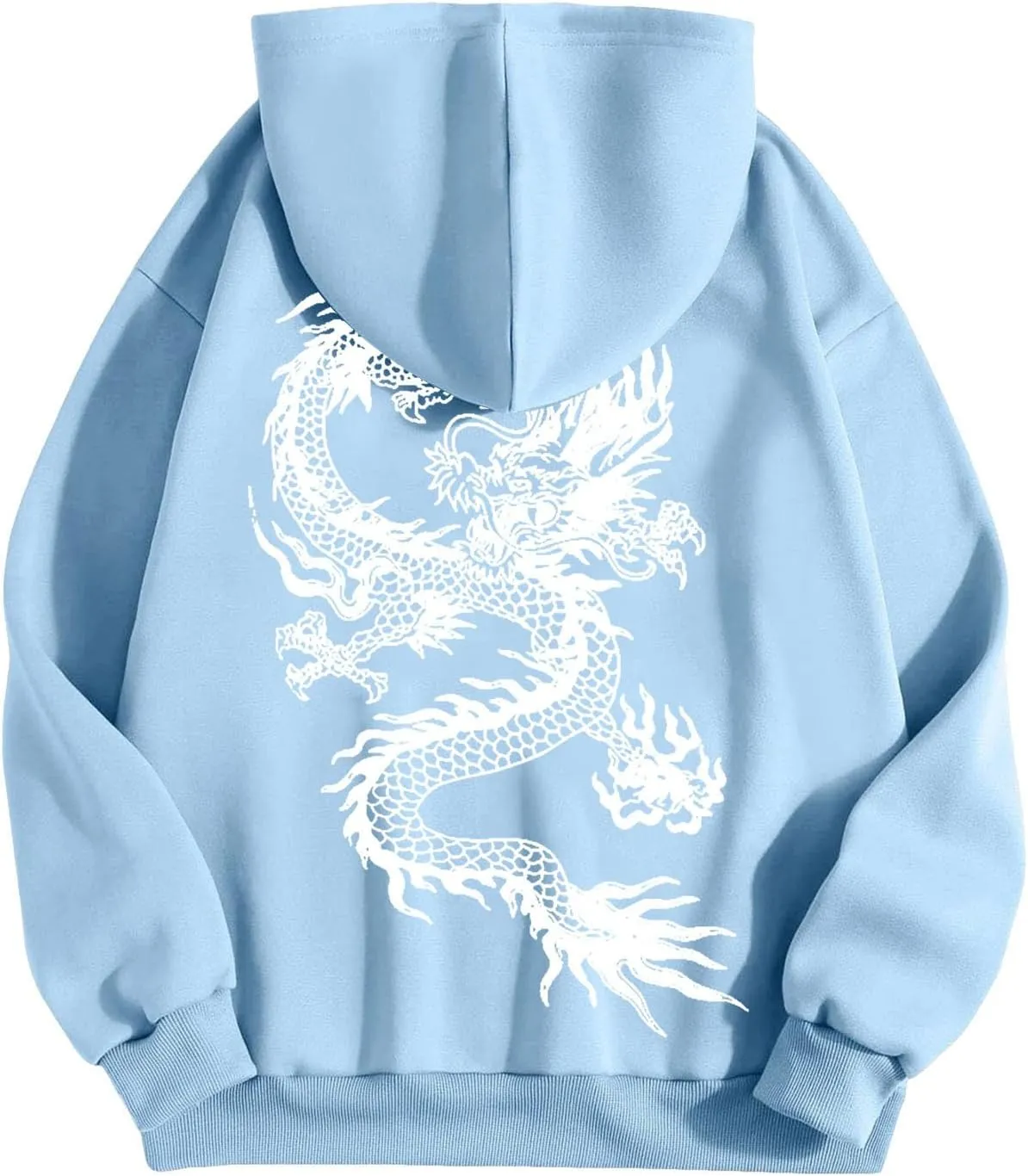 Men's Dragon Graphic Oversized Hoodies, Casual Loose Sweatshirt