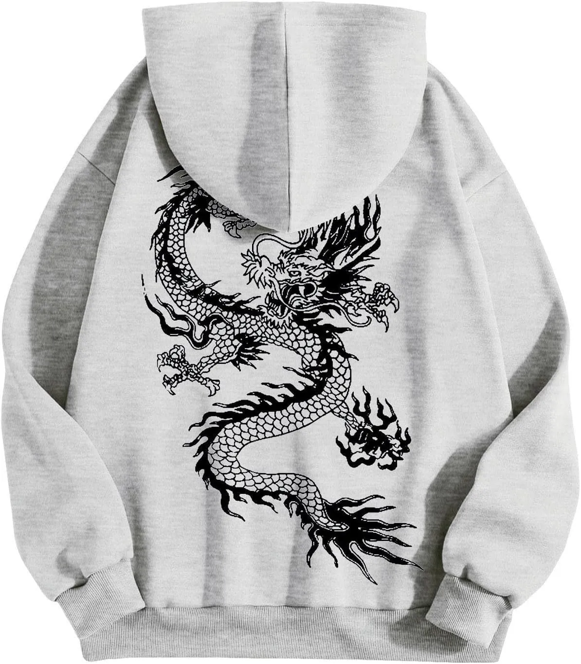 Men's Dragon Graphic Oversized Hoodies, Casual Loose Sweatshirt