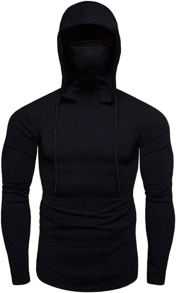 Mens Face_Cover Button Sports Sleeveless/Short/Long Sleeve Vest Hooded Splice Large Open-Forked Male Tank Tops Shirt Blouse