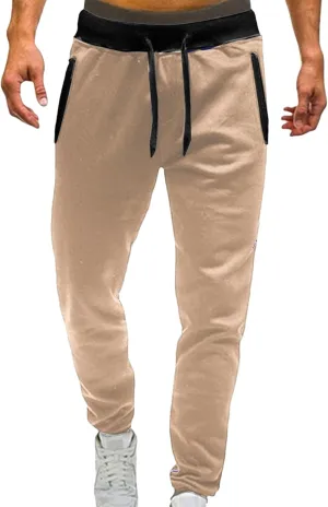 Mens Fleece Lightweight Joggers Pants Workouts Zipper Pockets Drawstring Slim Fit for Running Sports Wear