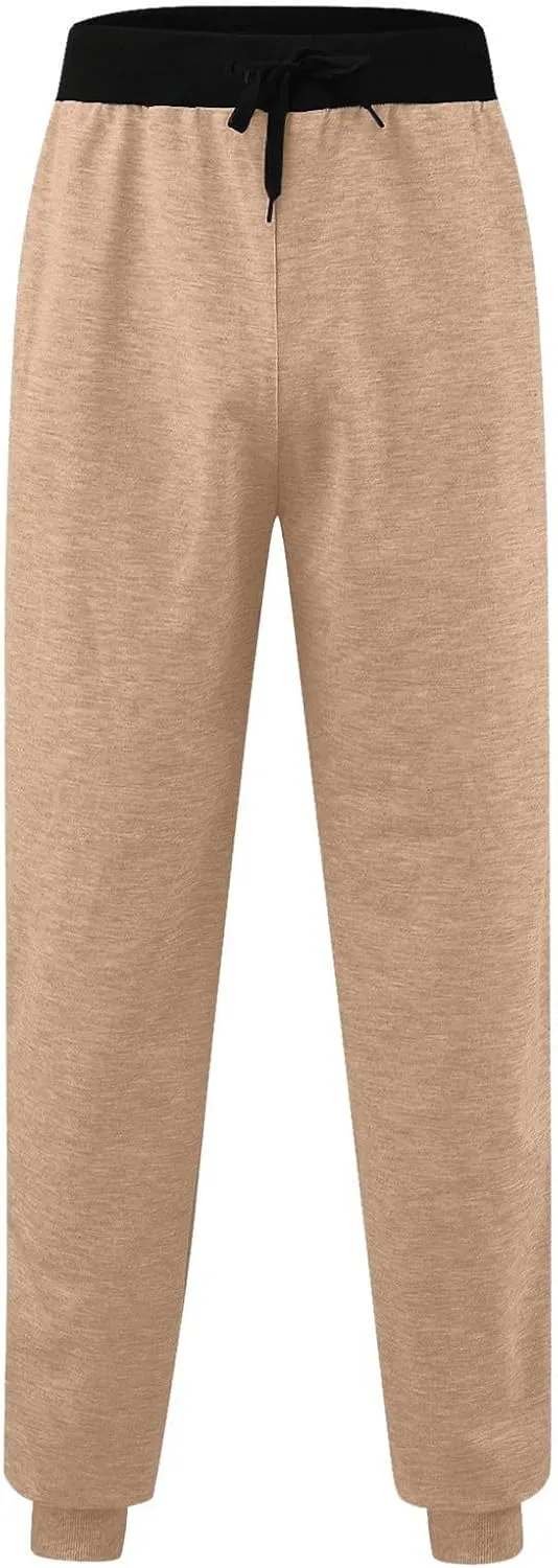 Mens Fleece Lightweight Joggers Pants Workouts Zipper Pockets Drawstring Slim Fit for Running Sports Wear