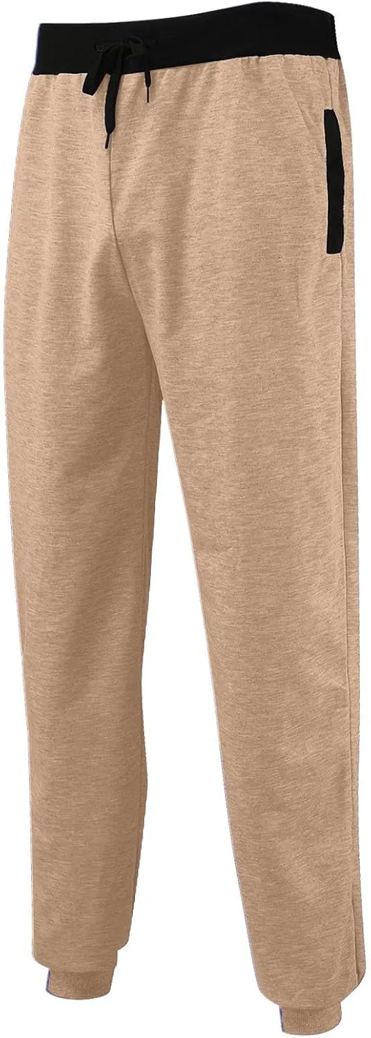 Mens Fleece Lightweight Joggers Pants Workouts Zipper Pockets Drawstring Slim Fit for Running Sports Wear