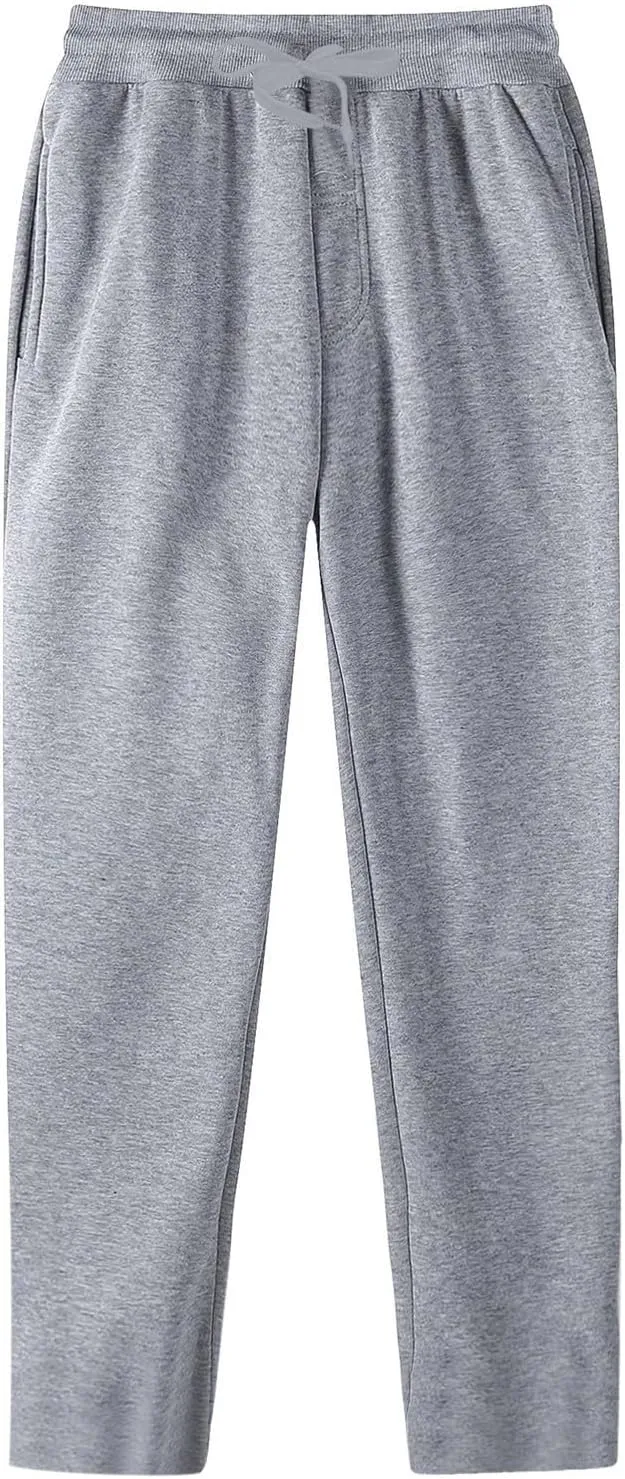Mens Fleece Sweatpants Casual Baggy Cargo Sweatpants with Pockets Elastic Waist Drawstring Joggers Trousers