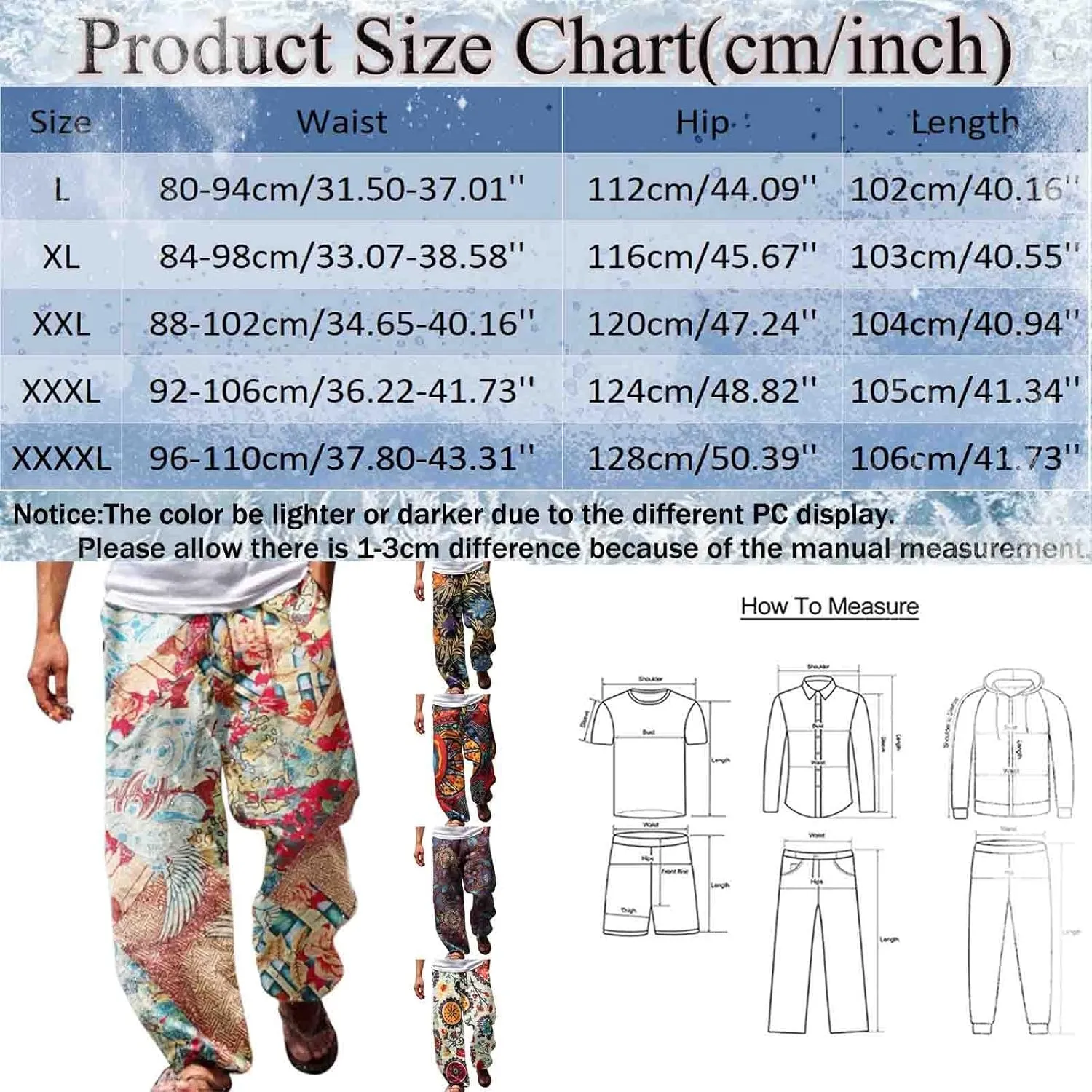 Mens Hip Hop Baggy Aladdin Harem Pants Hippie Ethnic Print Boho Beach Yoga Trousers Linen Cotton Drop Crotch Trousers