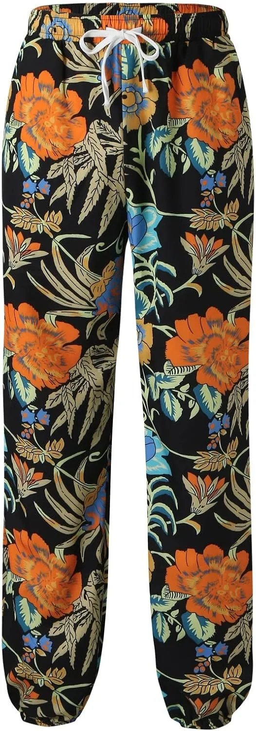Mens Hip Hop Baggy Aladdin Harem Pants Hippie Ethnic Print Boho Beach Yoga Trousers Linen Cotton Drop Crotch Trousers