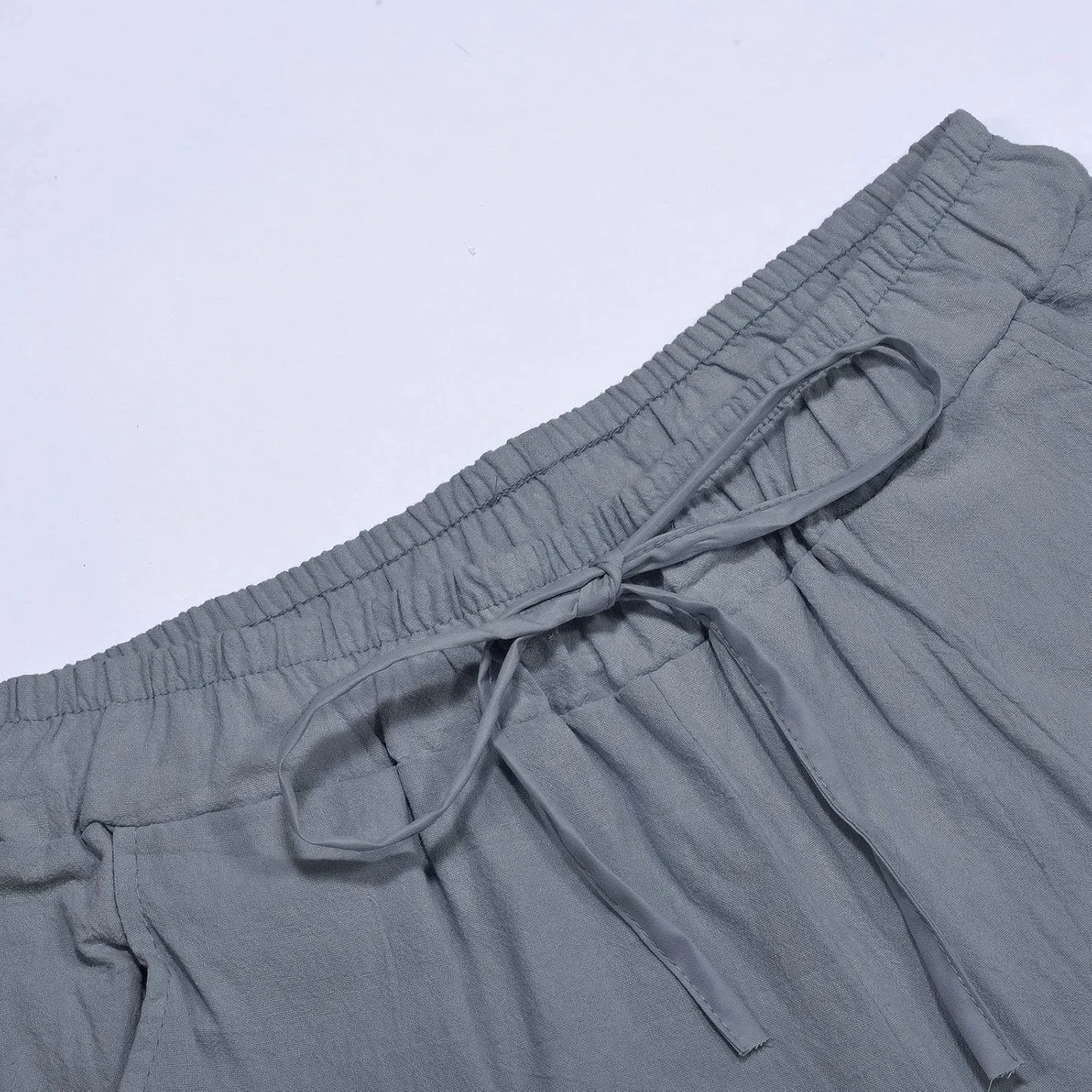 Mens Linen Harem Pants 2025 Summer Casual Loose Fit Beach Drawstring Elastic Waist Yoga Trousers with Pockets
