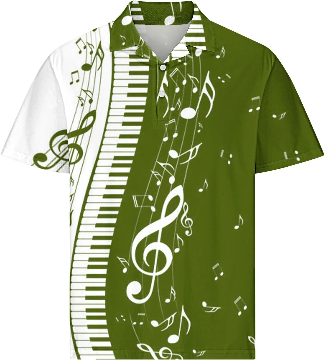 Men's Musical Notes 3D Print T Shirts Casual Slim Fit Short Sleeve Golf Polo Shirts Music Gifts for Adult, Large