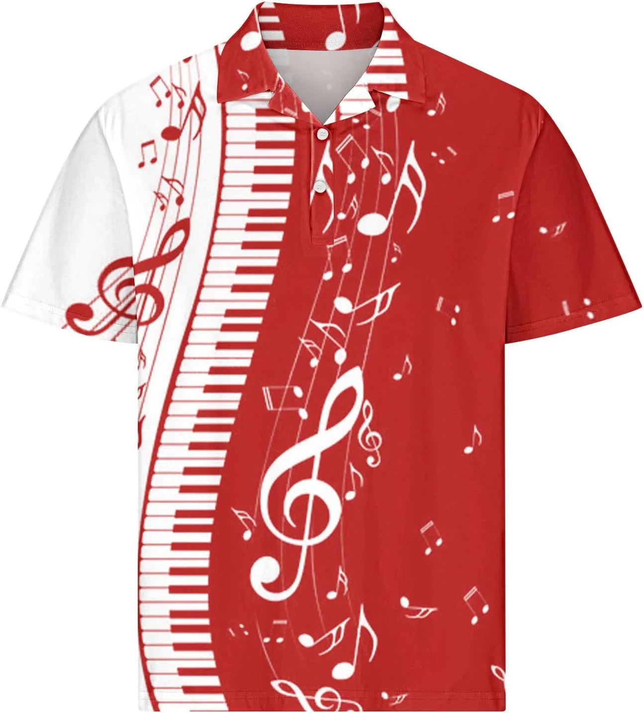 Men's Musical Notes 3D Print T Shirts Casual Slim Fit Short Sleeve Golf Polo Shirts Music Gifts for Adult, Large