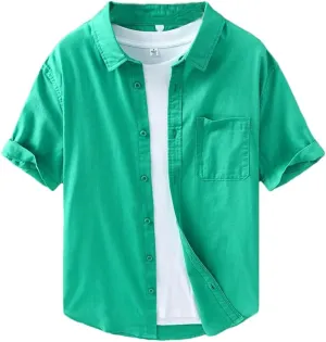 Men's Plain Shirt Cotton Linen Shirt Shirt Men Clothing T-Shirt