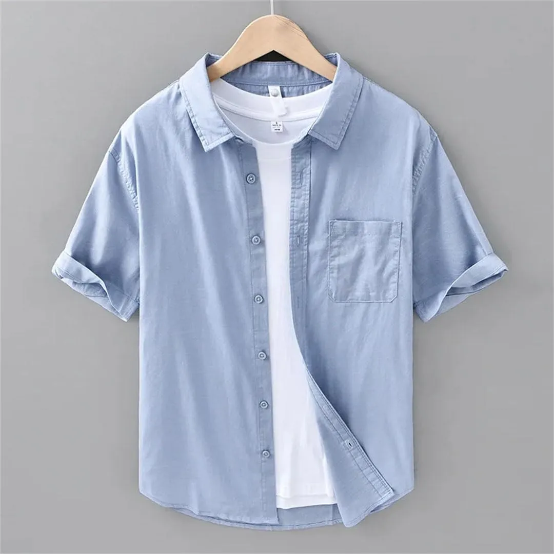 Men's Plain Shirt Cotton Linen Shirt Shirt Men Clothing T-Shirt