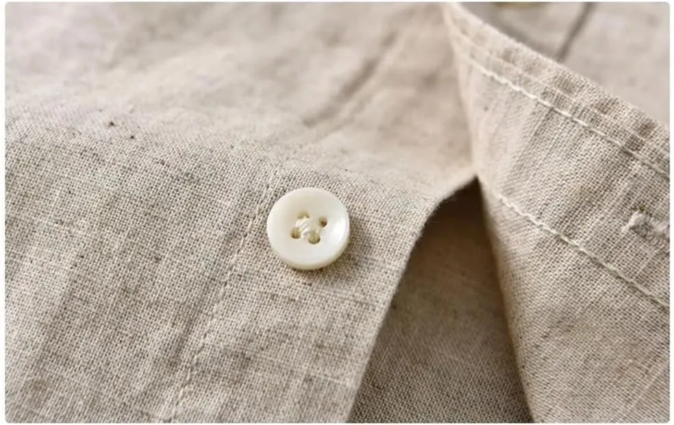 Men's Plain Shirt Cotton Linen Shirt Shirt Men Clothing T-Shirt