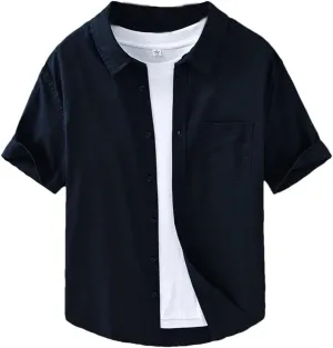 Men's Plain Shirt Cotton Linen Shirt Shirt Men Clothing T-Shirt