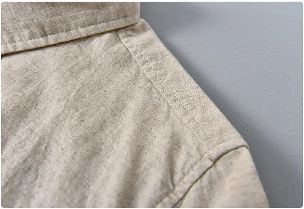 Men's Plain Shirt Cotton Linen Shirt Shirt Men Clothing T-Shirt