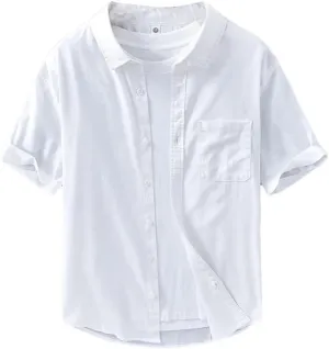 Men's Plain Shirt Cotton Linen Shirt Shirt Men Clothing T-Shirt