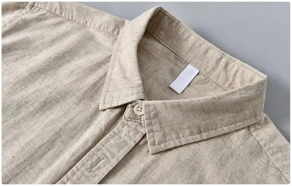 Men's Plain Shirt Cotton Linen Shirt Shirt Men Clothing T-Shirt