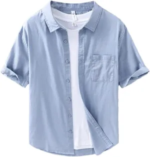 Men's Plain Shirt Cotton Linen Shirt Shirt Men Clothing T-Shirt