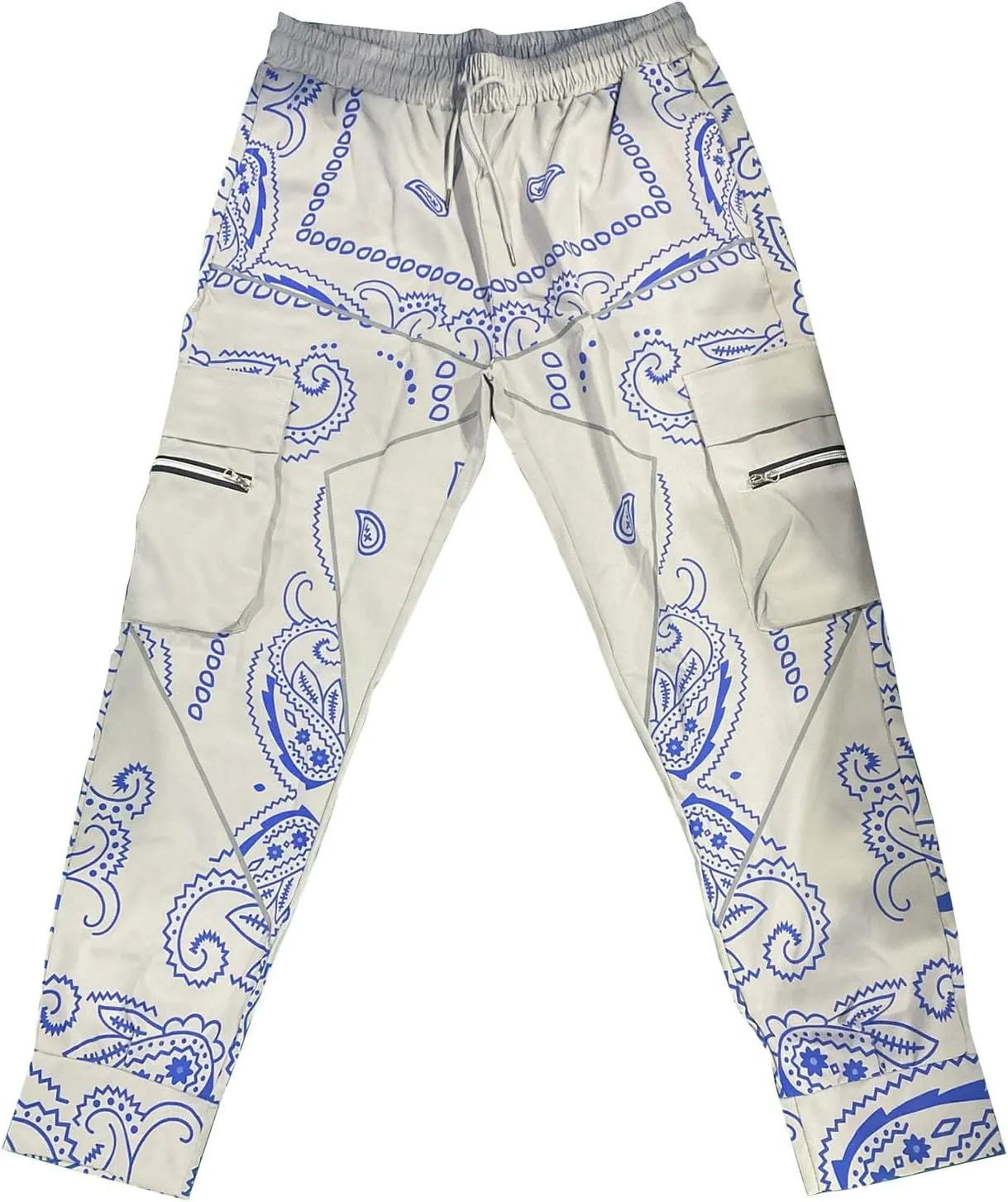 Mens Punk Cargo Pants Baggy Techwear Streetwear Paisley Hip Hop Loose Harem Jogger Pants Military Tactical Track Pant