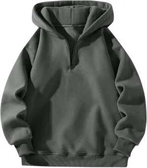 Mens Quarter Zip Pullover Comfy Loose Fit Long Sleeve Oversized Hoodie Trendy Casual Fleece Hooded Sweatshirt