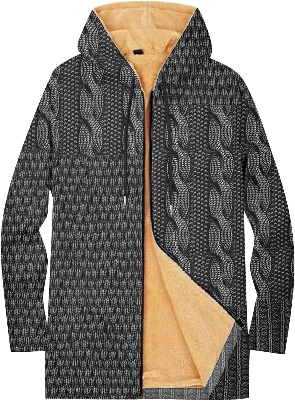 Mens Sherpa Hoodie Full-Zip Thermal Warm Hooded Thick Heavyweight Fleece Hoodies