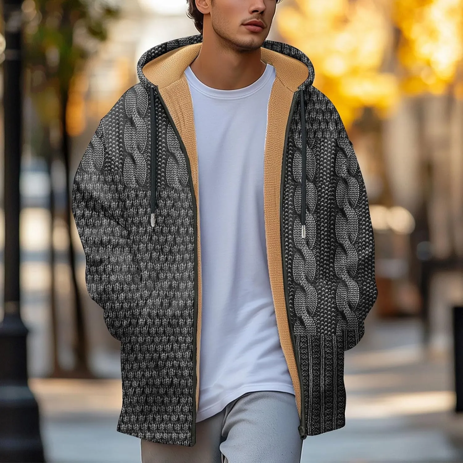 Mens Sherpa Hoodie Full-Zip Thermal Warm Hooded Thick Heavyweight Fleece Hoodies
