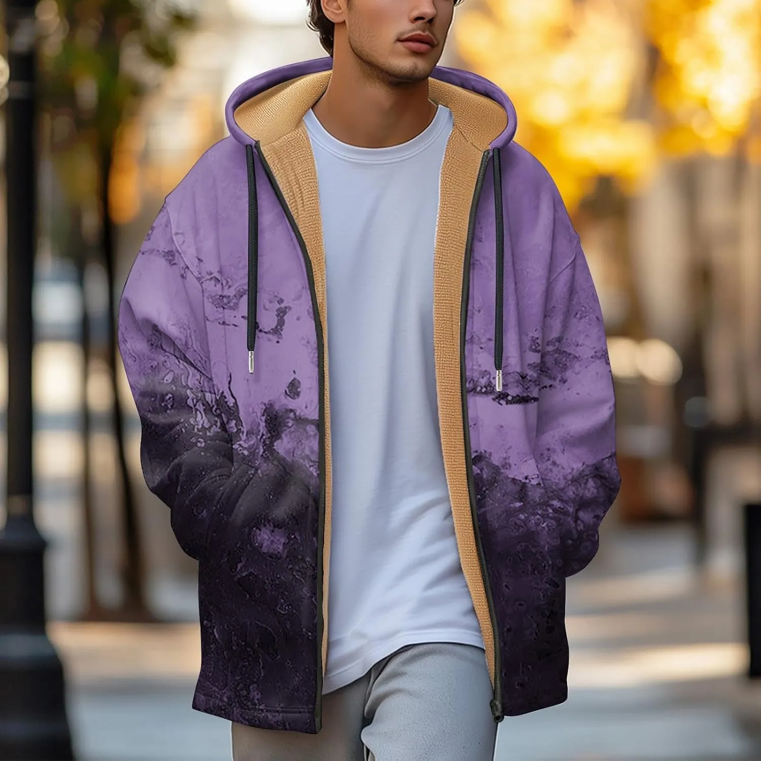 Mens Sherpa Hoodie Zip Up Fleece Warm Hoodies Thick Heavyweight Winter Sweatshirt