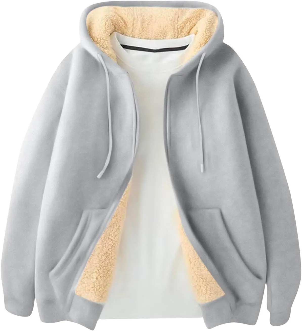 Mens Sherpa Lined Hoodie Full-Zip Warm Winter Hooded Thermal Fleece Heavyweight Hoodies