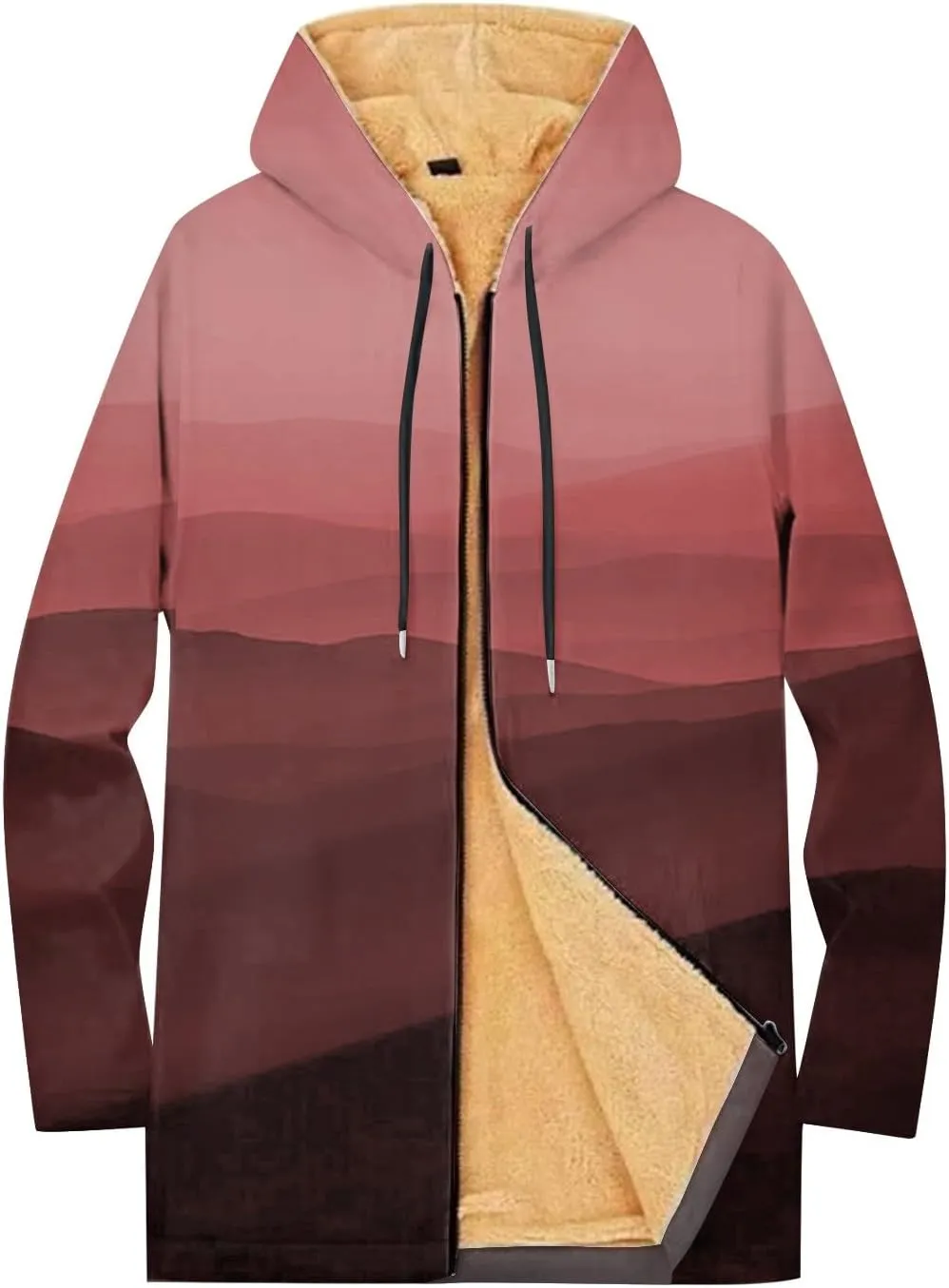 Mens Sherpa Lined Hoodie Zip Up Warm Thick Sweatshirt Thermal Casual Heavyweight Hooded