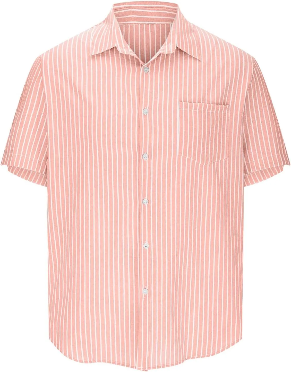 Mens Short Sleeve Hippie Guayabera Linen Shirts Casual Striped Button Down Longline Shirt Summer Beach Hawaiian Shirt