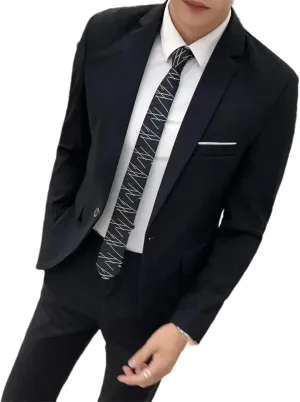 Men's Slim Fit 2 Pieces Suit Wedding Prom Tuxedo Groosmen Suit One Button Formal Business Jacket Pants Suit Set