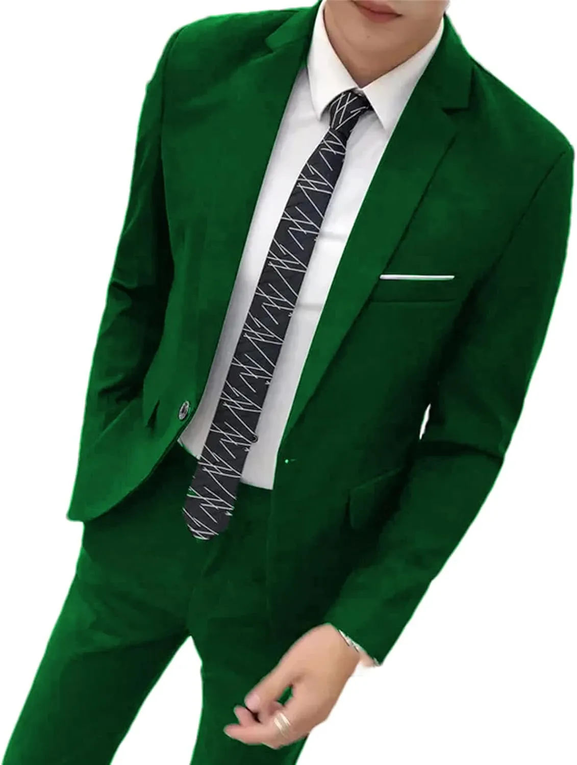 Men's Slim Fit 2 Pieces Suit Wedding Prom Tuxedo Groosmen Suit One Button Formal Business Jacket Pants Suit Set