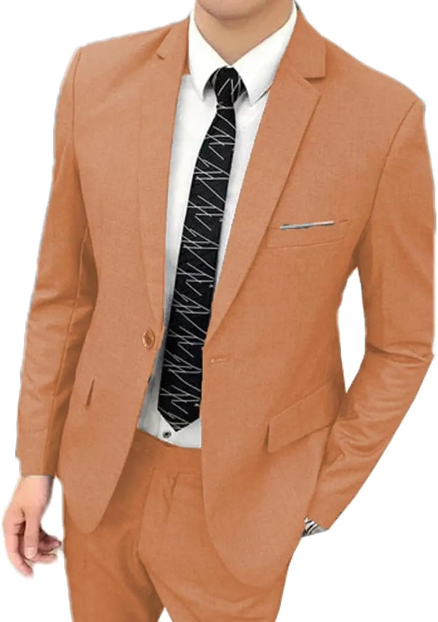 Men's Slim Fit 2 Pieces Suit Wedding Prom Tuxedo Groosmen Suit One Button Formal Business Jacket Pants Suit Set