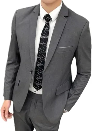 Men's Slim Fit 2 Pieces Suit Wedding Prom Tuxedo Groosmen Suit One Button Formal Business Jacket Pants Suit Set