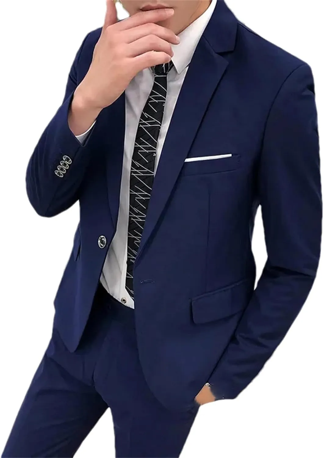 Men's Slim Fit 2 Pieces Suit Wedding Prom Tuxedo Groosmen Suit One Button Formal Business Jacket Pants Suit Set