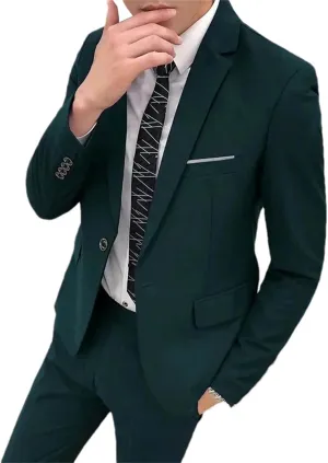 Men's Slim Fit 2 Pieces Suit Wedding Prom Tuxedo Groosmen Suit One Button Formal Business Jacket Pants Suit Set