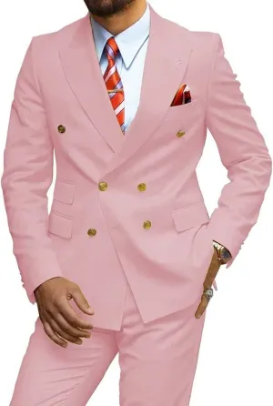 Men's Slim Fit Suit 2 Pieces Double Breasted Suit Wedding Groom Tuxedos Peak Lapel Formal Business Prom Suit for Men